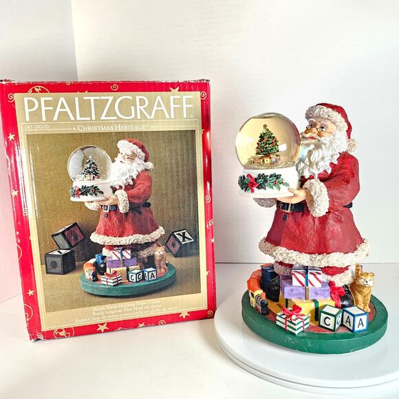 Pfaltzgraff Santa Holding Snow Globe Christmas Heritage Musical Figure 9" w/ Box - Picture 1 of 16